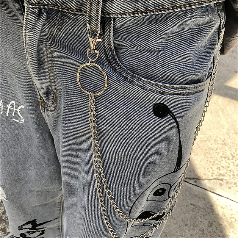 

2Pcs Duty Jeans Link Coil Leash Jewelry Cool Punk Rock Wallet Belt Chain Pants Chain Secure Travel Wallet Chain Heavy