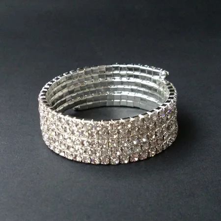 5rowSilver TDQUEEN браслеты с серебряным покрытием Pulseiras браслет Кристалл Стразы многорядные Спираль браслет для женщин - Окраска металла: 5rowSilver