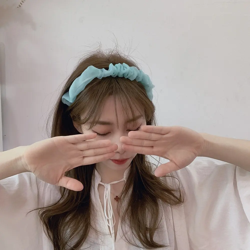 Повязка на голову женская однотонная модная милая лента с узлом из шелковой