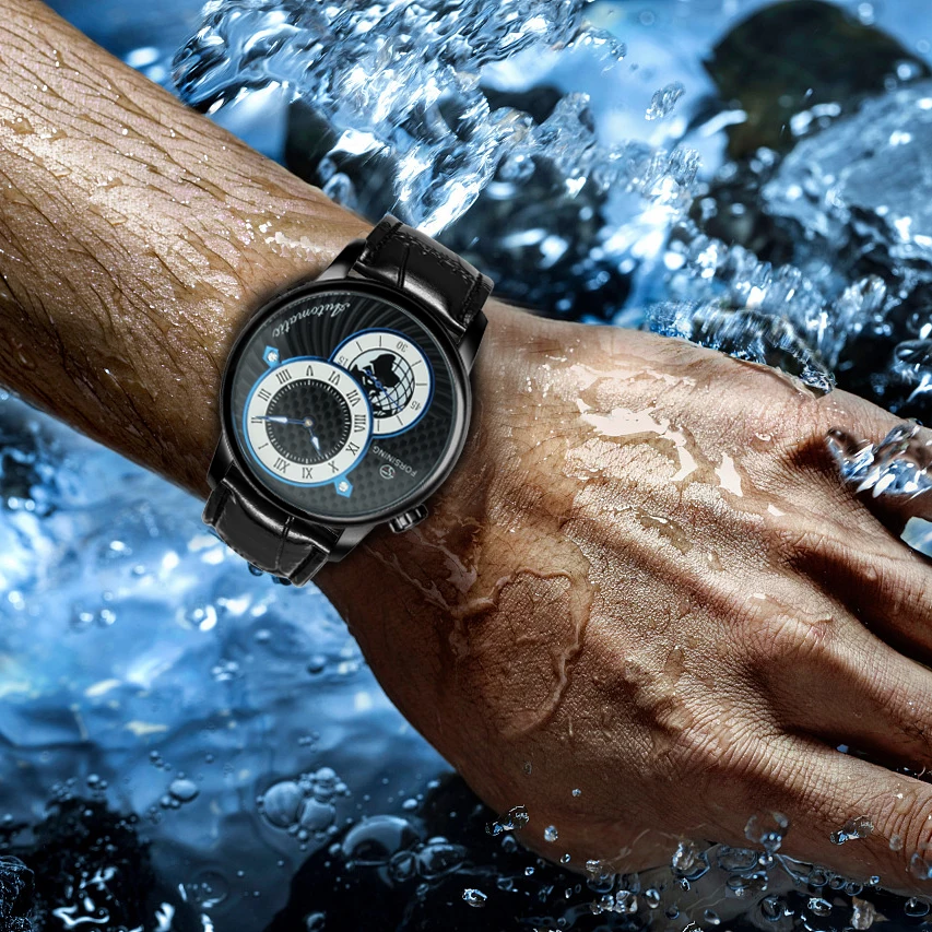 Часы мужские механические с кожаным ремешком под золото | Наручные часы