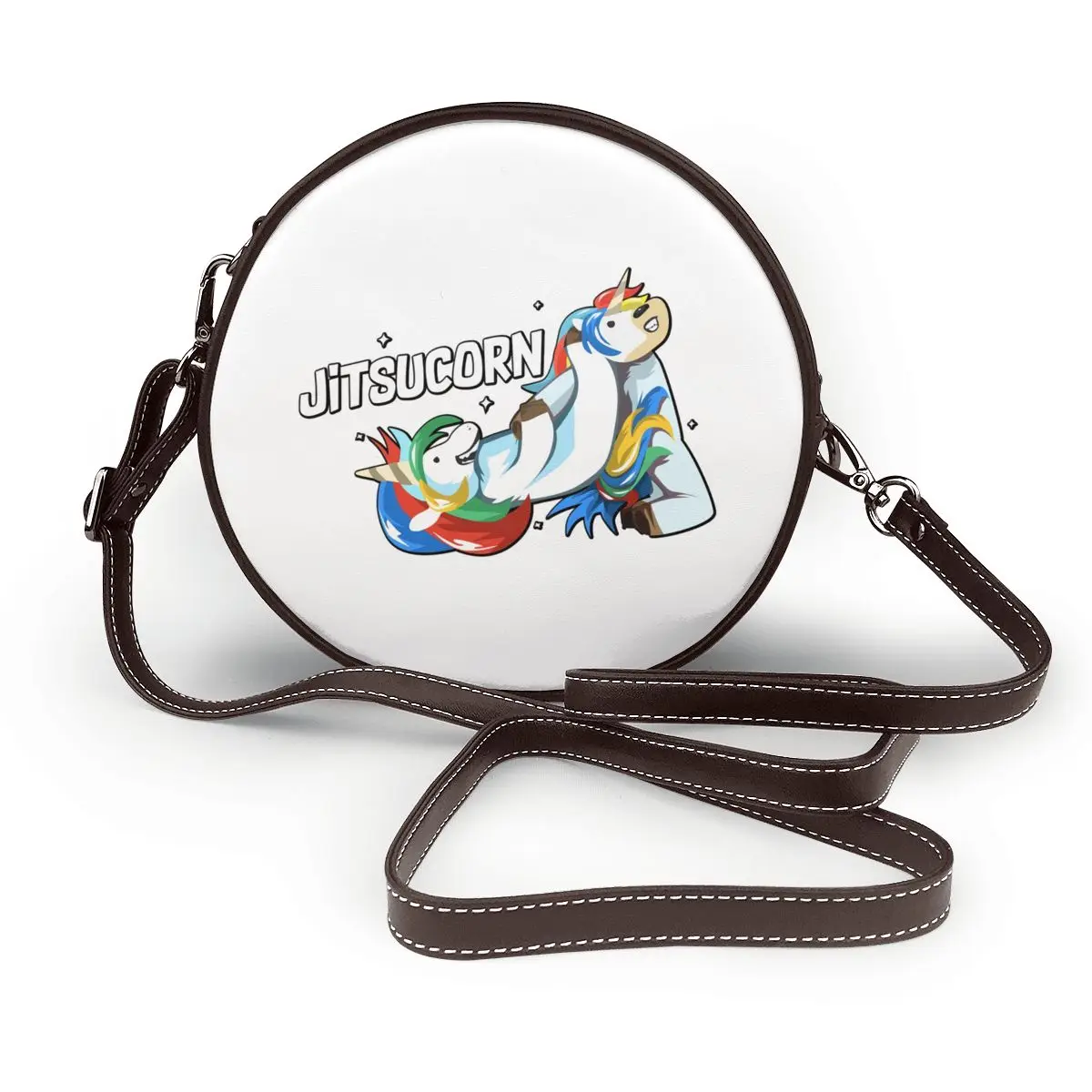 

Jiu Jitsu Shoulder Bag Travel Leather Round Bag Woman Fashion Reusable Purse