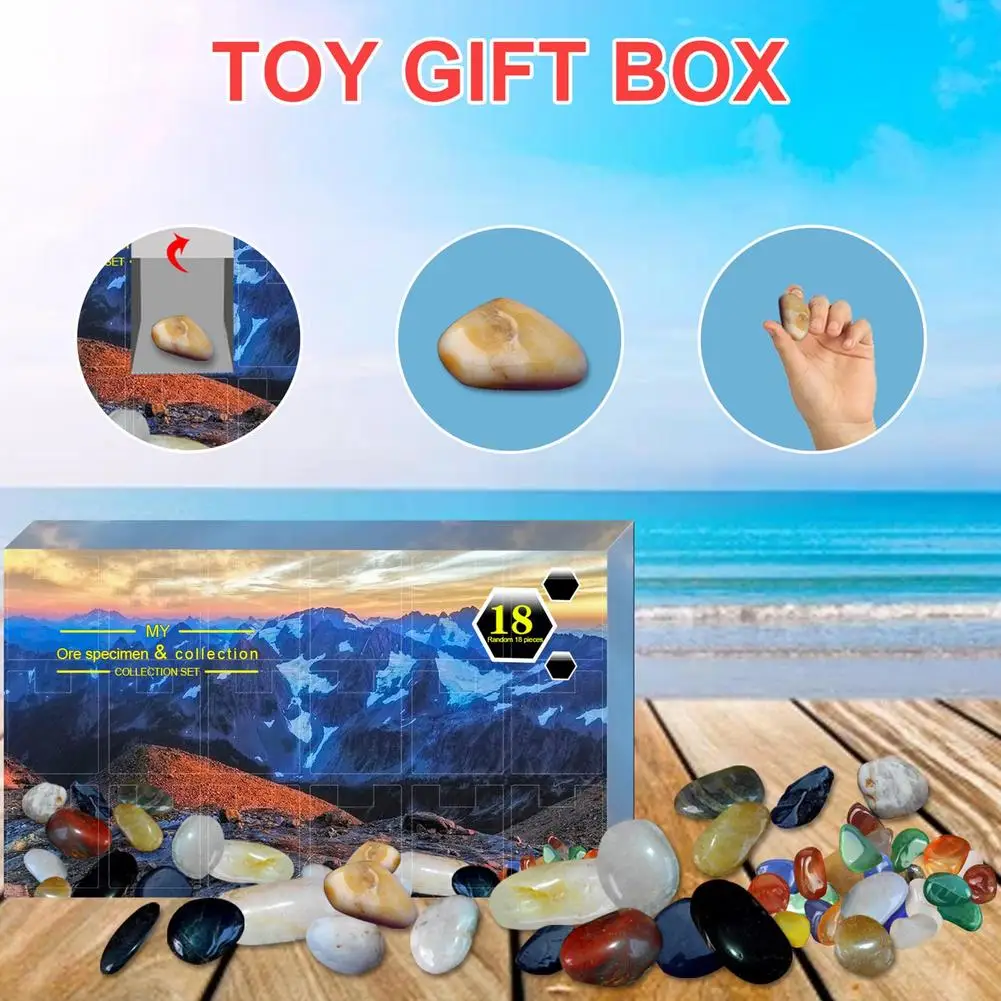 

18pcs Random Natural Stones DIY Multicolor Organic Material Stone Rock & Mineral Collection Kit Kids Educational Science Toys