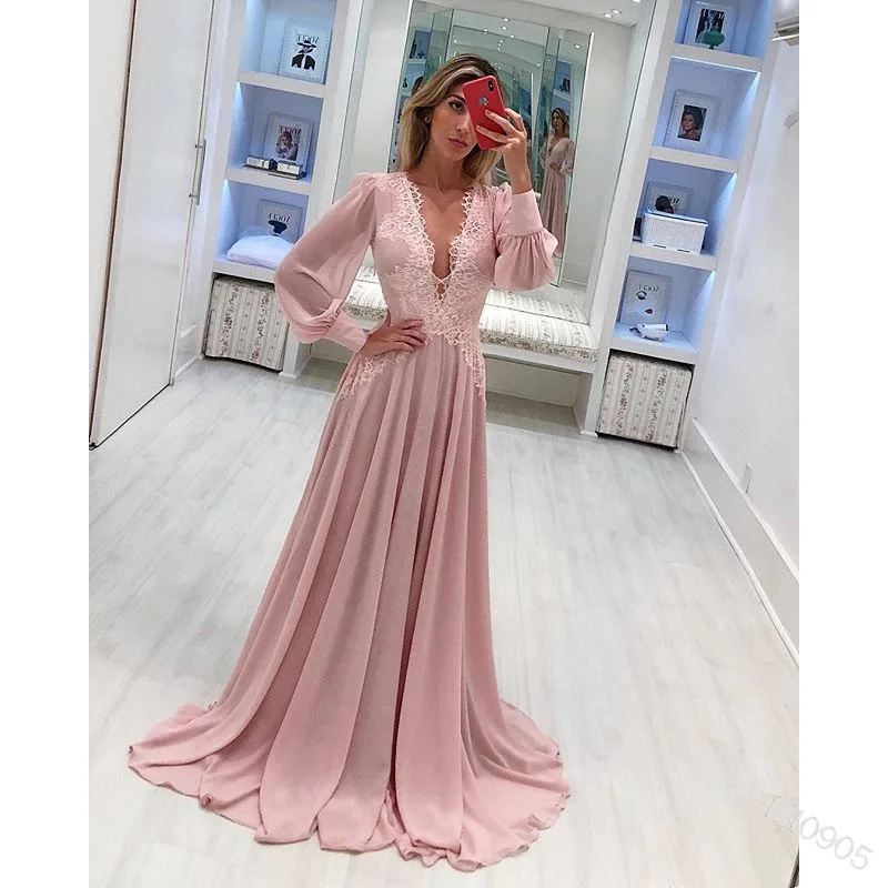 Женское платье с длинным рукавом v образный вырез высокий уличный стиль для