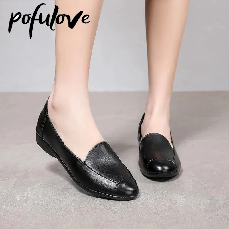 

Женские туфли-лодочки на каблуке, из кожи