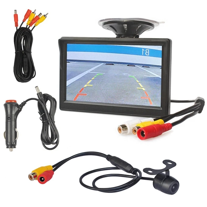 DIYKIT 5 дюймов TFT lcd Автомобильный Монитор присоска и кронштейн+ камера заднего вида автомобильная парковочная камера - Название цвета: easy connect