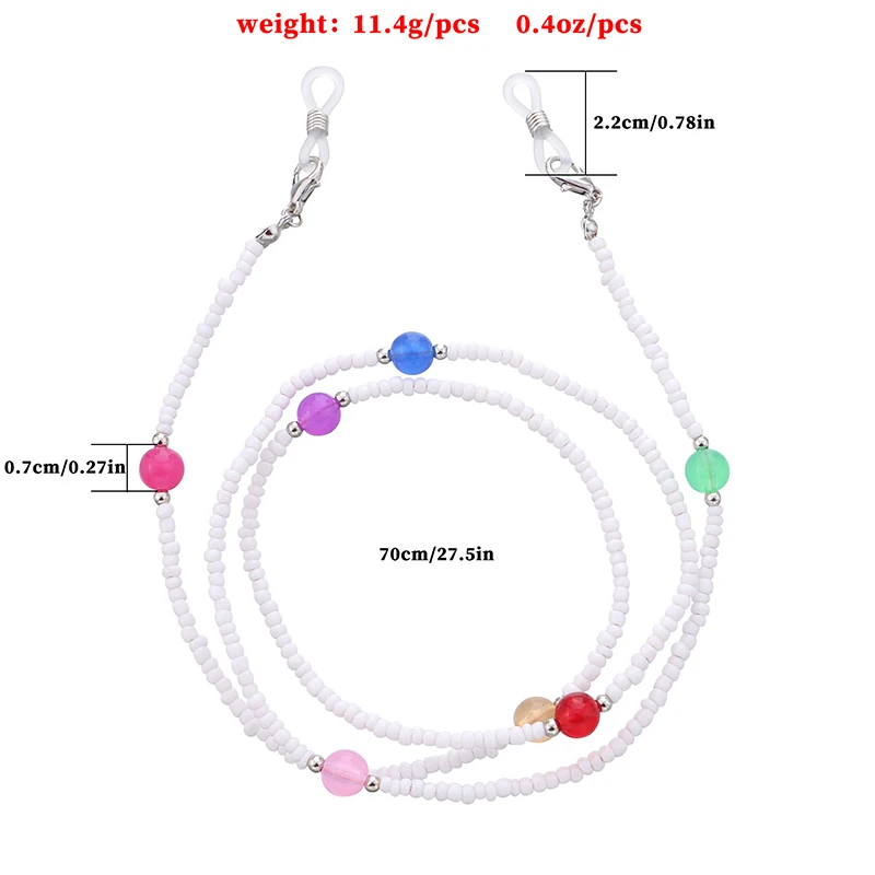 

Fine Stylish Mask Chain Simplicity Rice Bead Glasses Chain Pretty Glasses Lanyard Glasses Rope Transparent Color Accessories