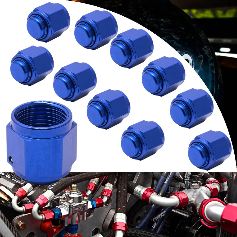 

EPMAN AN8 расклешенная крышка трубка шланг линия фитинг с шестигранной головкой переходник для порта 10 шт. алюминиевые трубные гайки синий анод...