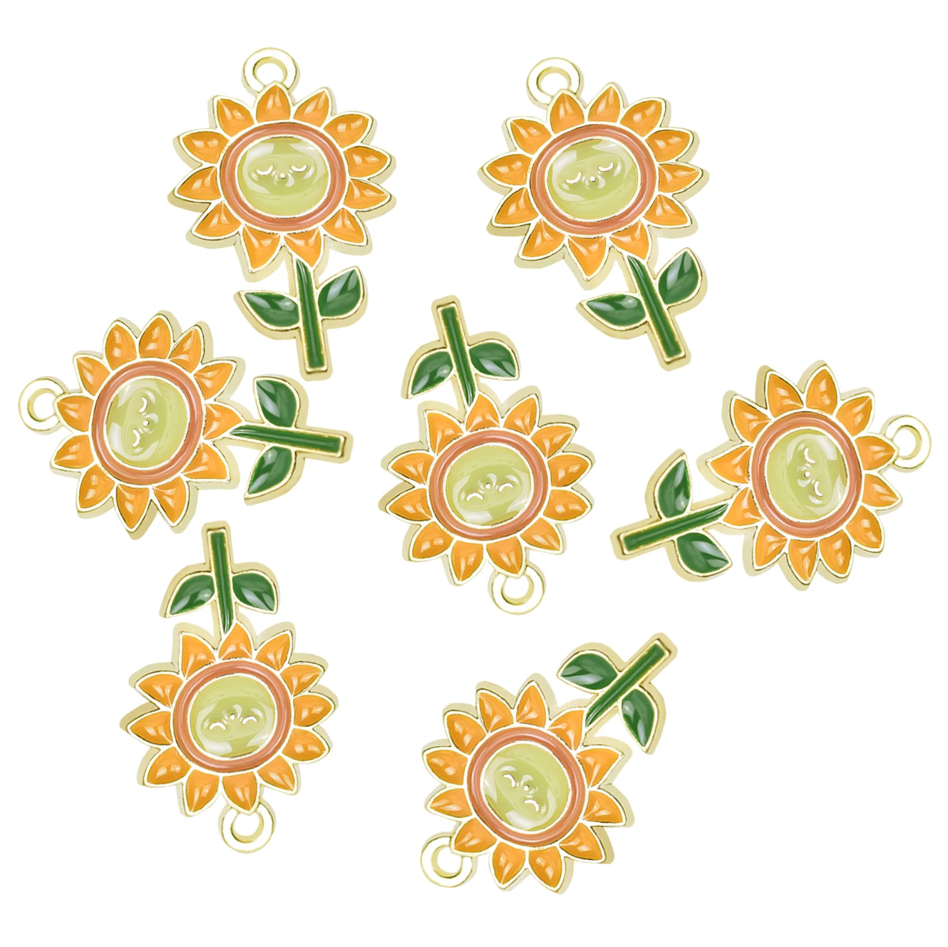 

Golden Enamel Flower Charms For Jewelry Making Pin Earring Pendant Handmade Supplies 10pcs/Lot Plant Accessories Cherry Blossoms
