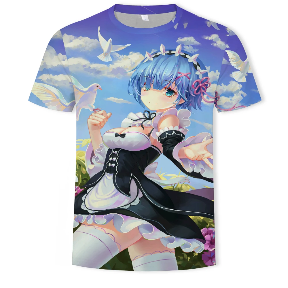 

Summer new men's anime T-shirt beautiful girl pattern 3D printing round neck Harajuku fashion trend men and women couple T-shirt