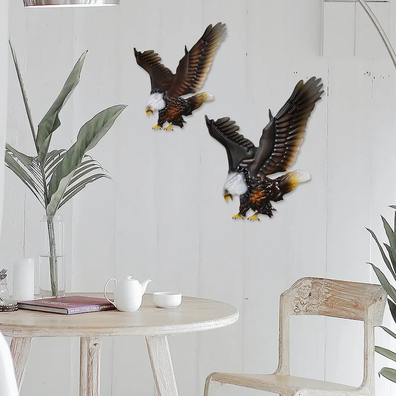 

2pcs Metal Eagle Bird Wall Artwork of Garden Exterior Decoration Outdoor Statues for Home Accessories Sculptures Jardn