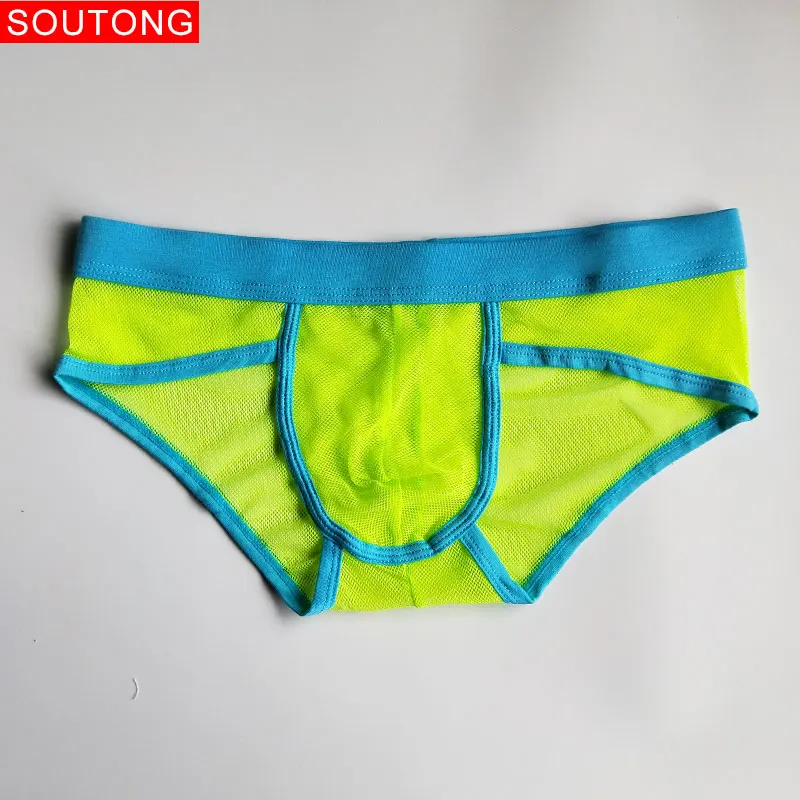 Soutong, сексуальное мужское нижнее белье, сетчатые Прозрачные Боксеры, дышащие шорты-боксеры, удобное нижнее белье, ropa interior hombre ST63 - Цвет: sj06-yellow