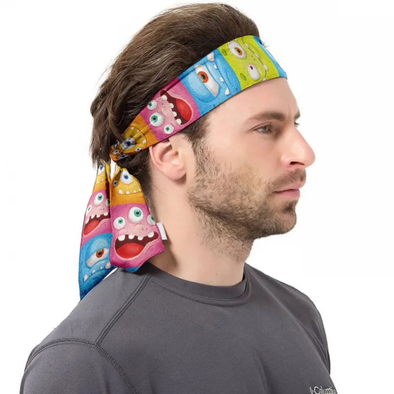 Funny Face Pattern Design Outdoor Sports Cycling Running Tennis Anti-Slip Sweatbands Headbands