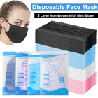 Маски со ртом для лица, 3-слойная одноразовая маска, цветная упаковка, нетканые противопылевые ушные петли, дышащие защитные маски