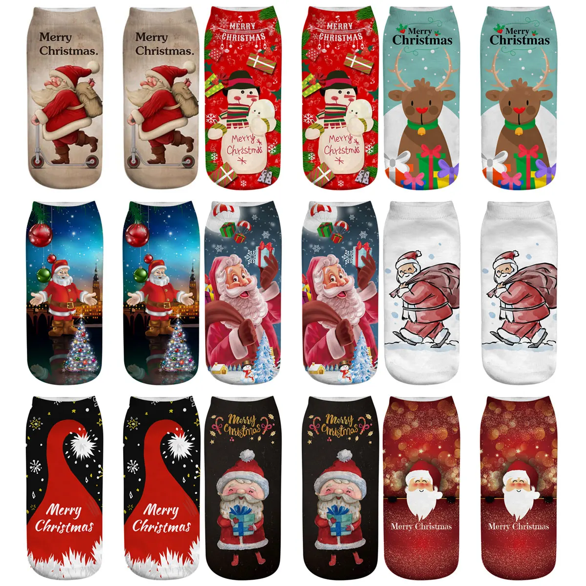 2020 NWE зимние хлопковые прямые рождественские носки мужские и женские короткие с