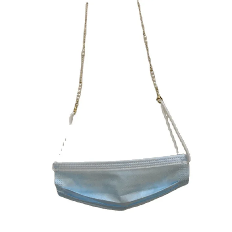 

2021 Chic Korean Temperament Freshwater Pearl Metal Chain Mask Chain Necklace