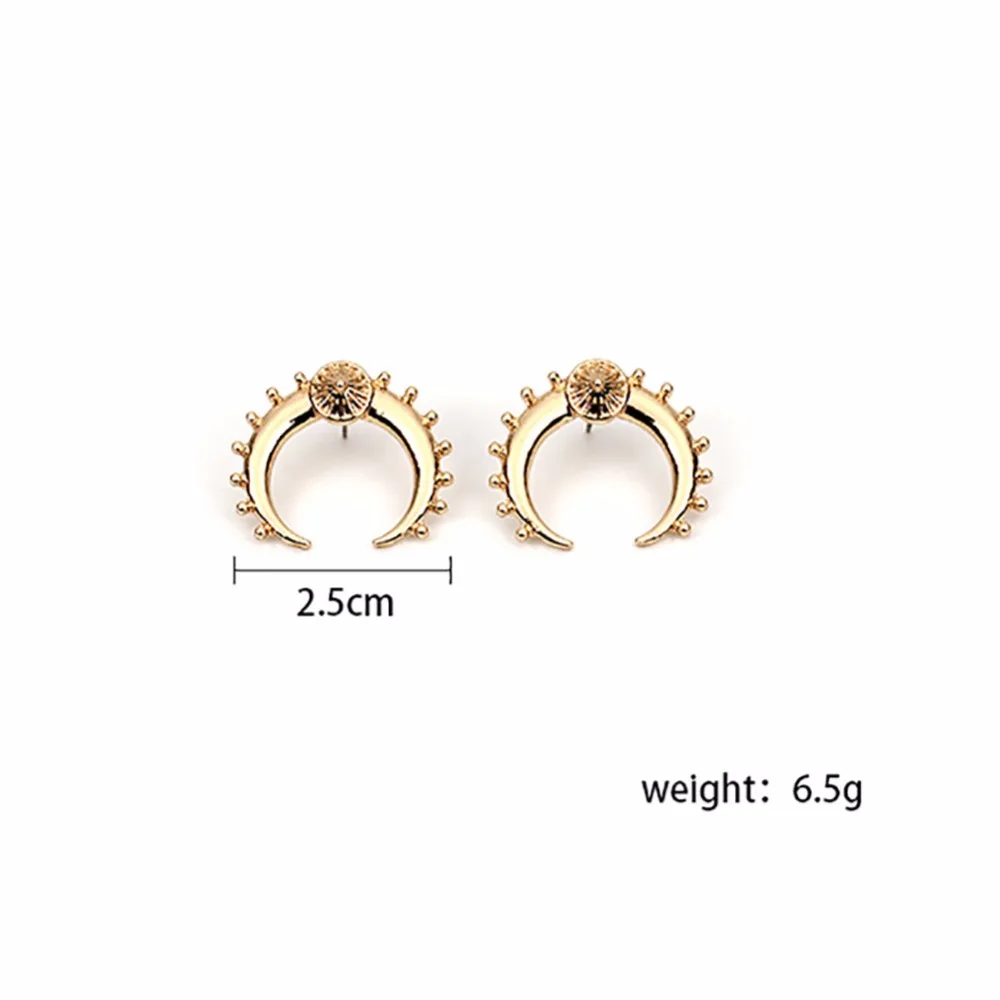 

Vintage Gold Silver Color Crescent Moon Earrings for Women New Tribal Antique Brass Moon Horn Stud Earrings Jewelry