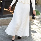 Модная однотонная длинная Плиссированная юбка женская элегантная юбка миди с эластичной талией плиссированные юбки с высокой талией Falda Plisada Mujer # 4z