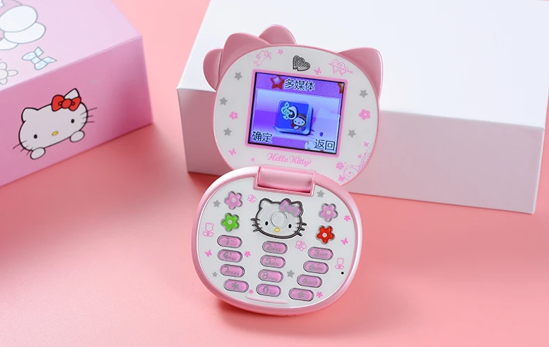 Милый мини-телефон hello kitty для девочек K688+ четырехдиапазонный флип-мобильный телефон с мультяшками разблокированный детский мини-телефон с двумя sim-картами