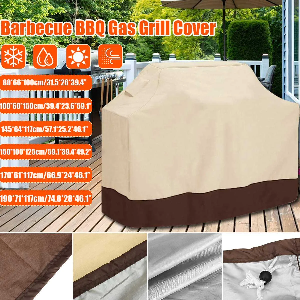 Чехол для барбекю водонепроницаемый пылезащитный круглый чехол гриля с защитой