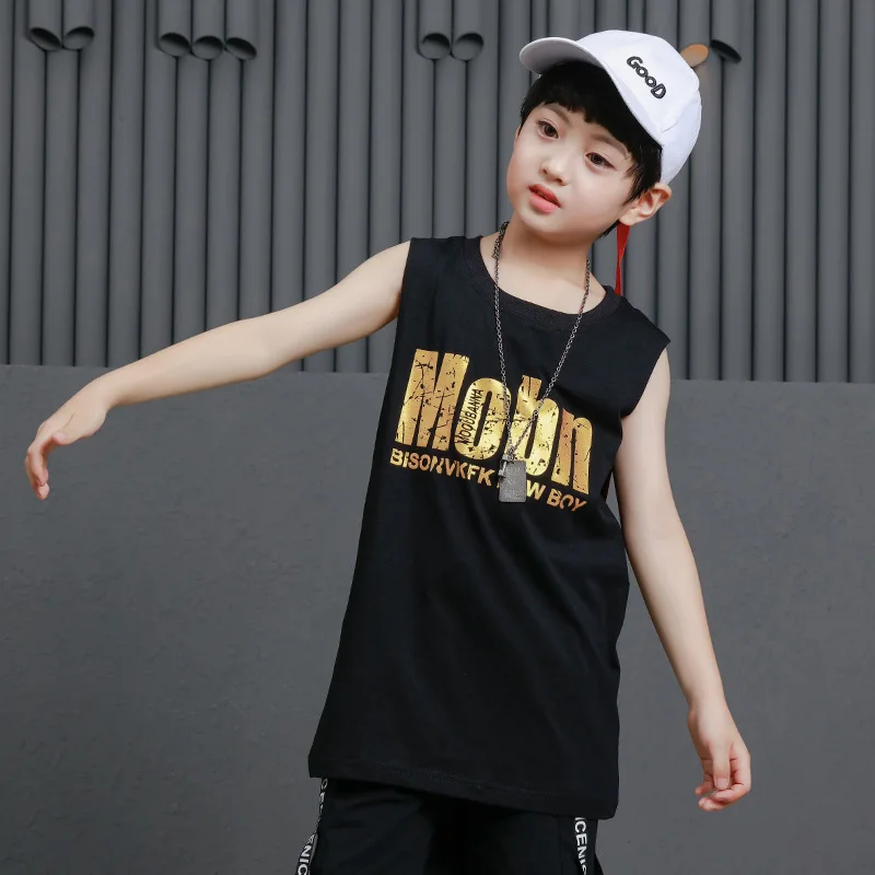 Черная одежда в стиле хип хоп для мальчиков и девочек спортивная сумка Топ