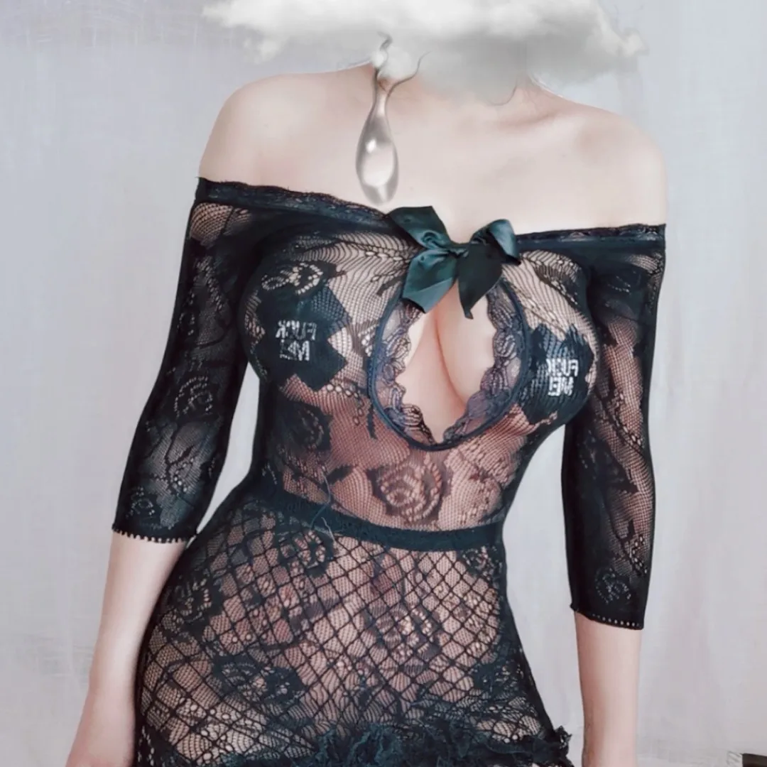 Сексуальное нижнее белье Черное мини платье эротический костюм кружевной