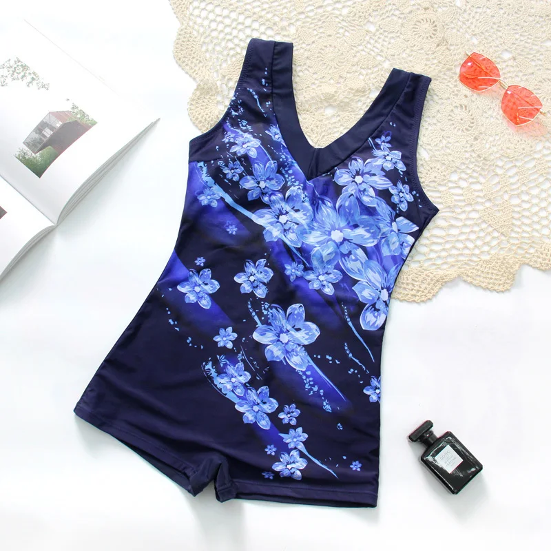 

Women's Sport Swimsuit L-4XL Large Size One Piece Floral Print Swimwear Monokini Beachsuit Bodysuit Surf Swimming Pool Costume