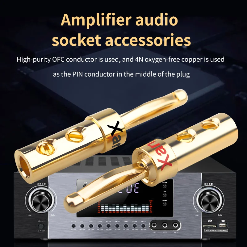 50 шт./100 шт. с покрытием из чистой меди банан голова провода акустической системы