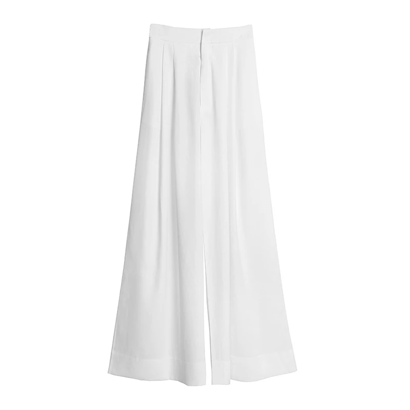 

TWOTWINSTYLE Loose White Straight Trouser For Women High Waist Pocket Solid Minimalist Wide Leg Pant Female Fashion Clothes Fall