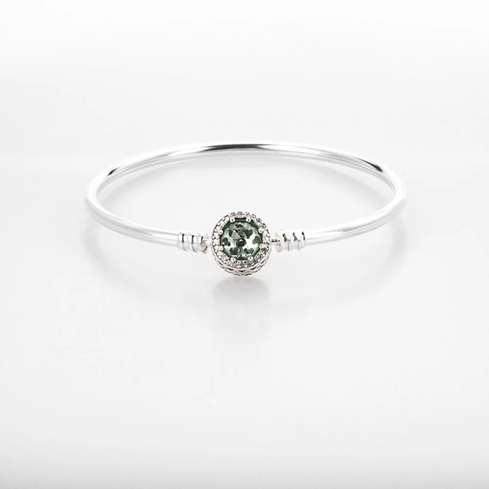 

925 Sterling Silver Base Bangels More Color Round Shape Big Cz For Original Charm Women DIY Love Jewelry