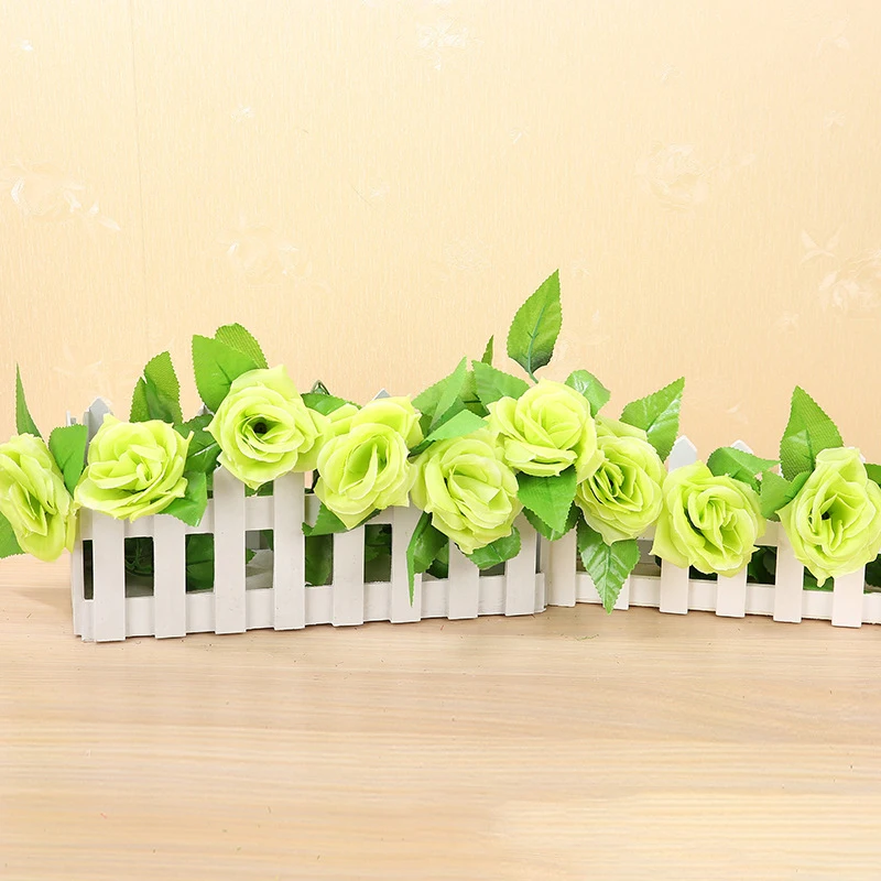 2 5 м шелковые розы Плющ лоза с зелеными листьями подвесная корзина искусственный