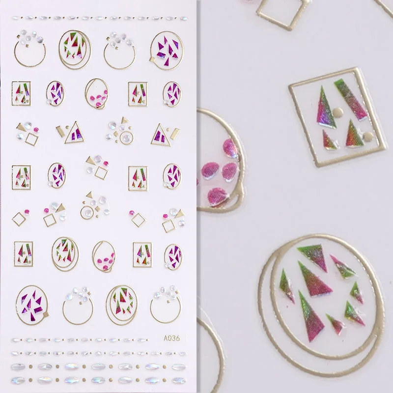 FlorVida клейкие стикеры 3D на ногти Nail Art, стразы, стразы
