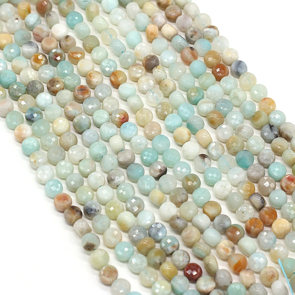 

Best Selling Natural Stone Semi-precious Stones Oblate Mixed Color Aquamarine Faceted Bead Making DIY Necklace Bracelet Size 6mm