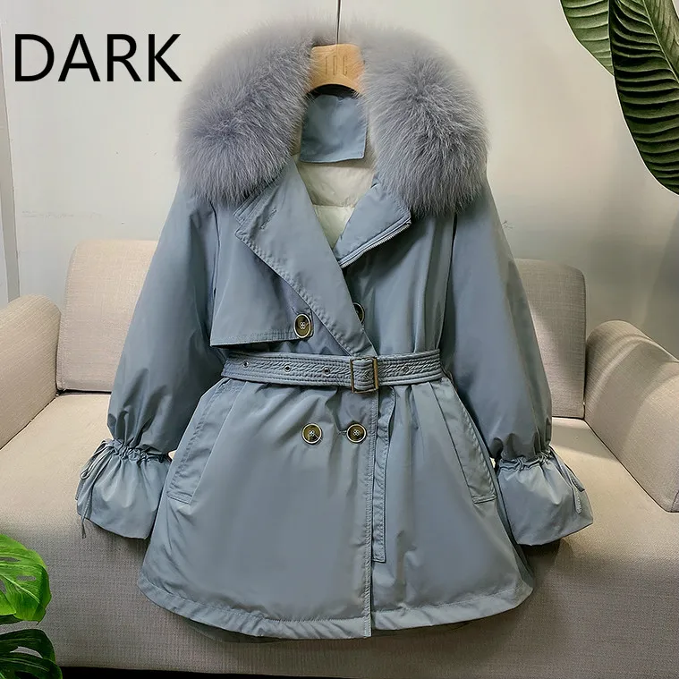 [DARK] женский короткий пуховик Parker белый на утином пуху Модный корейский стиль