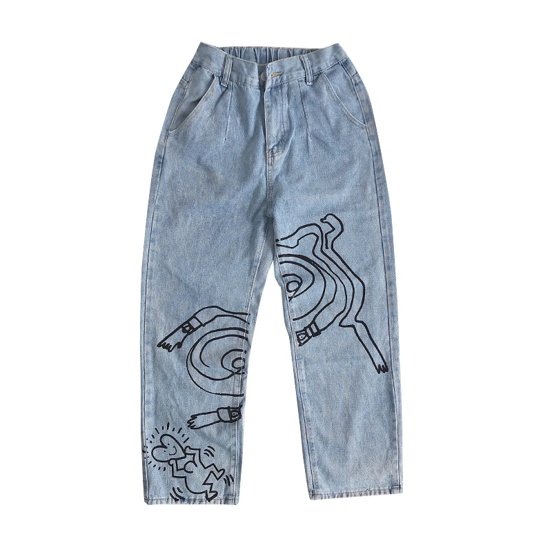 

Privathinker Mens 2020 Printed Ripped Straight Jeans Man Summer Oversize Casual Jeans Male Hip Hop Vintage Denim Pants Bottoms