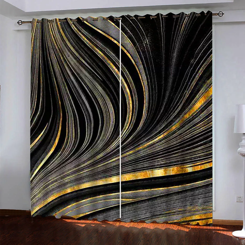 

Modern Home Decoration Living Room Curtains 3d gold lines curtains soundproof windproof curtains