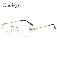 krasivyy 2021 titanium rimless glasses frame men eyeglasses myopia spectacle frames brand prescription eye glasses frame for men