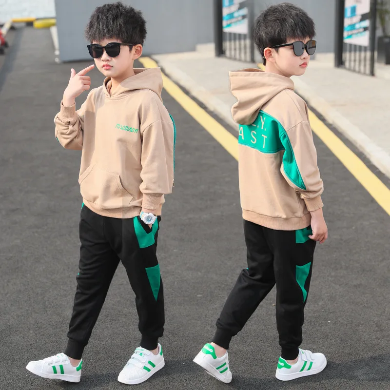 New Splicing Spring Autumn Children's Clothes Suit Baby Boys Sweatshirts + Pants 2pcs/Set Kids Teenage Gift Formal Boy Clothing