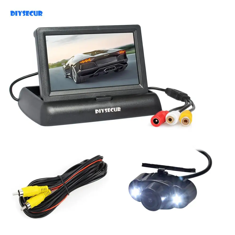 

DIYSECUR 4.3" Car Reversing Camera Kit Back Up Car Monitor LCD Display HD LED Night Vision Car Rear View Camera Car Camera