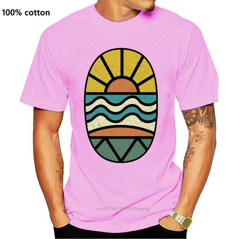 

Отпускаем! Футболка мужская с геометрическим принтом, винтажная хлопковая тенниска с принтом заката, моря, пляжа, черный цвет, для серферов