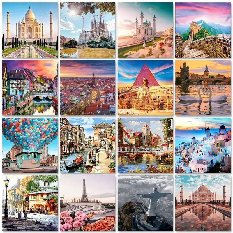 

SDOYUNO Acrylic Paint By Numbers Landscape Oil Painting By Numbers On Canvas 40x50cm Scenery Frameless DIY Home Decor Wall Art