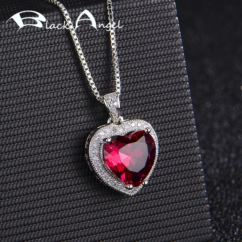 Черный Ангел 925 серебро элегантный романтический кулон в форме сердца создан