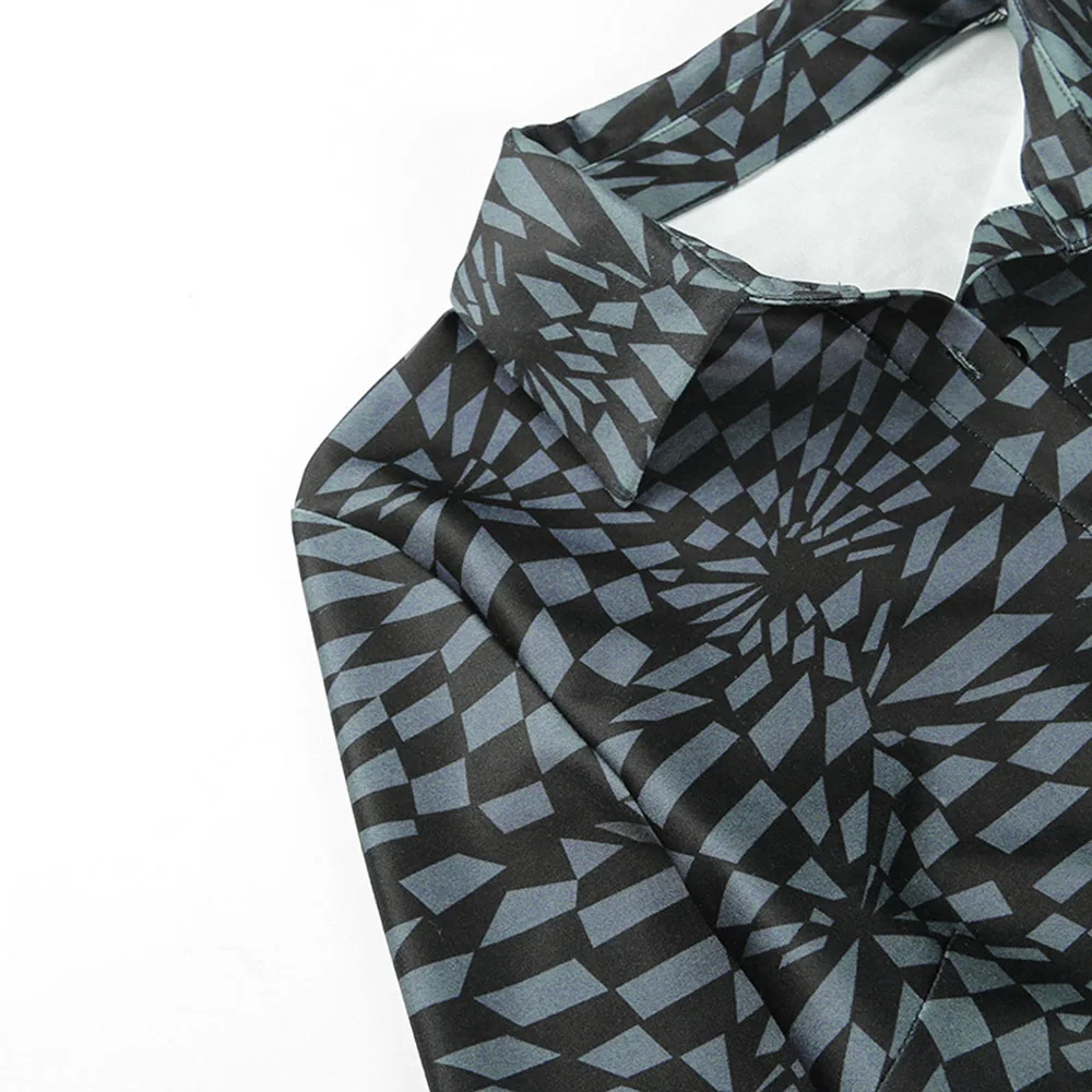 Женская Асимметричная блузка с принтом Готическая отложным воротником и длинным