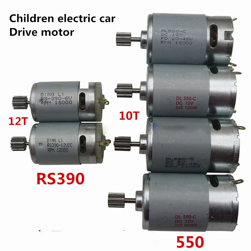 Motor de conducción RS 390 550 para niños, vehículo eléctrico DC 6V 12V, motores, engranaje de eje 10T 12T, coche de juguete, motocicleta