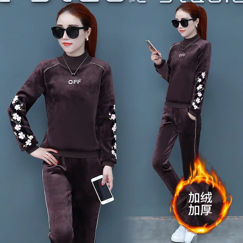 Зимний утолщенный повседневный костюм для женщин новинка 2018 корейский стиль