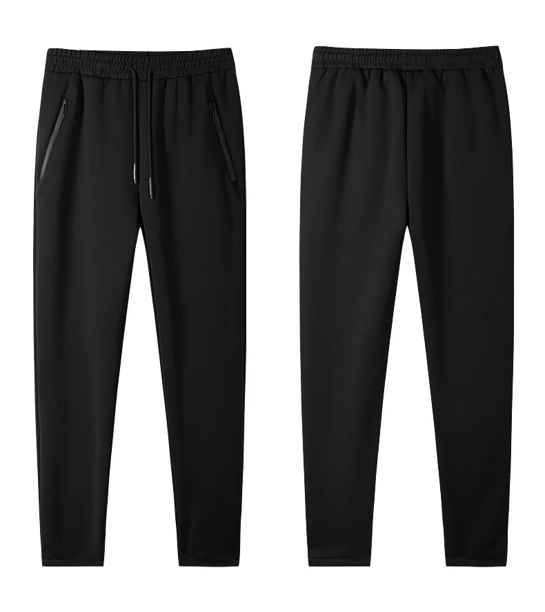 Zipper Pocket 7XL, большие размеры, зимние толстые флисовые штаны, Мужские штаны для бега, высокая талия, спортивные штаны, мужские однотонные штаны, бархатные Мужские штаны для бега, повседневные штаны, ZA295 - Цвет: Zipper Pocket