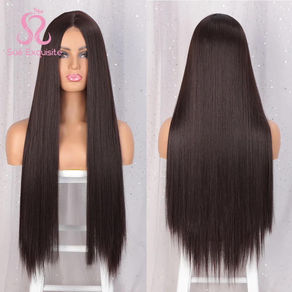 

SUe изысканный медовый светлый цвет длинный прямой парик синтетические парики для черных женщин термостойкий парик средней части
