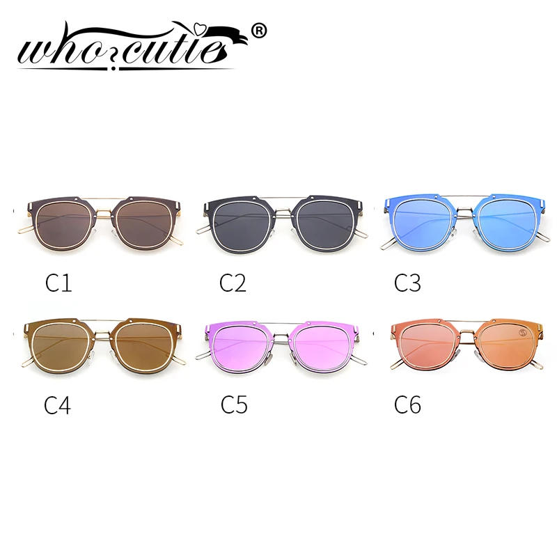 WHO CUTIE зеркальные фиолетовые круглые солнцезащитные очки для мужчин и женщин