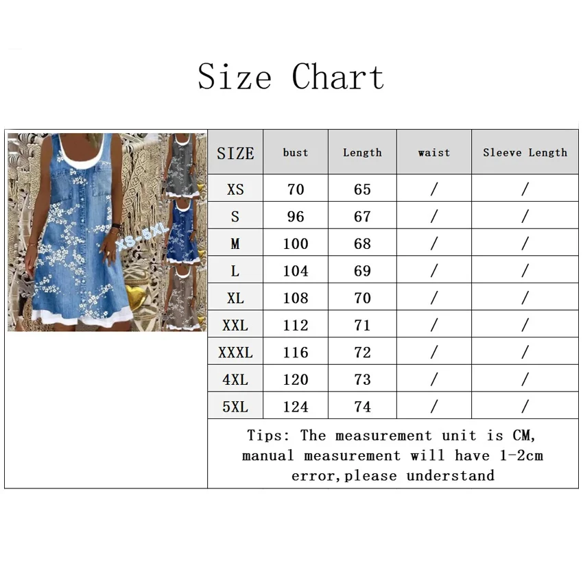 

Plus Size Women Fashion Loose Casual Floral print Round neck sleeveless Summer dress