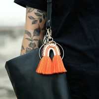 2021 new macrame tassel keychain women boho handmade weaving rainbow keychains creative bag charm pendant keyring