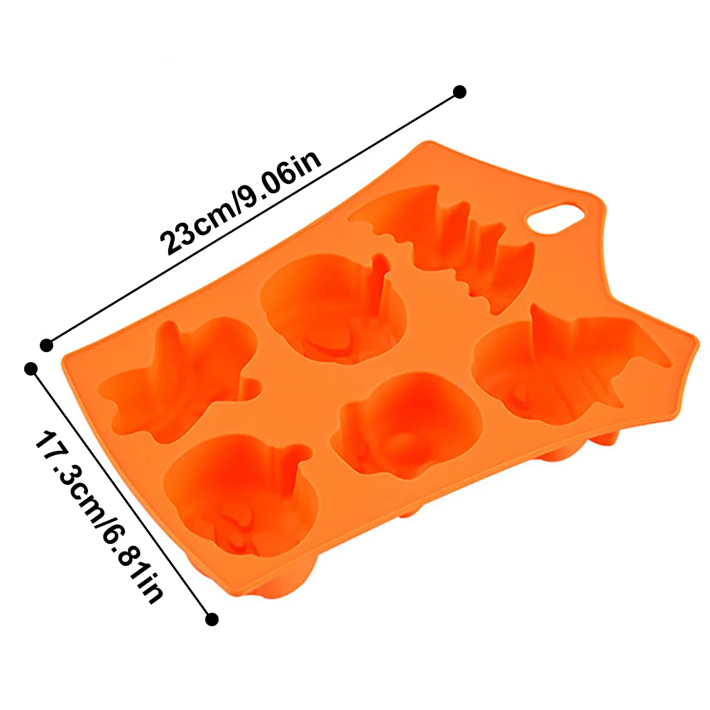 

6 Cavity Pumpkin Bat Skull Ghost Shape Halloween Silicone Mold Chocolate Jelly Candy Cookies Silicone Mould Baking Tools